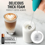 Zulay Kitchen Whisk Milk Frother with 4 Duracell Batteries - Powerful Handheld Foam Maker for Coffee, Lattes, Matcha, Hot Chocolate & Cappuccinos - Whip Creamy Froth in Seconds
