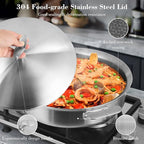 12 Inch Frying Pan with Lid, Tri-ply Stainless Steel Saute Pan, Non Stick Pans, Non Toxic Frying Pan, 5.2 QT Deep Skillet PTFE&PFOA Free, Induction, Oven & Dishwasher Safe