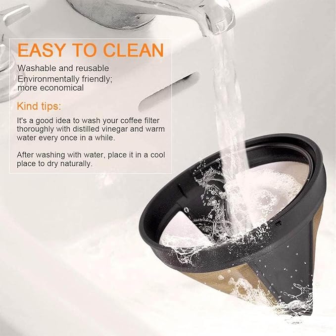 Reusable Coffee Filter Baskets 2PC, Cone Coffee Maker Filters Replacement Compatible with Ninja Coffee Machine, 8-12 Cup Coffee Filters for Cuisinart Coffee Maker Filter and Brewers, BPA Free