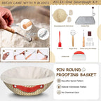 Sourdough Starter Kit Banneton Bread Proofing Basket Set w/Heating Mat,Sourdough Bread Baking Supplies, Sourdough Starter Warmer Mat,Sour Dough Kit Tools,Sourdough Kit Gifts for Bakers Women Wife Mom