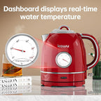 Kawu Electric Kettle, 1.3L/1.4QT Retro Electric Kettle Hot Tea Water Boiler with 304 Stainless Steel Inner, 1000W Fast Boiling Kettle with Boil-Dry Protection, Auto Shut Off, Keep Warm, Food Grade