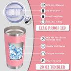 20 oz Tumbler Coffee Tavel Tumblers Bulk with Lid Stainless Steel Double Wall Vacuum Insulated Mug Powder Coated Cups fit Car Cupholder for Hot and Cold - Pink, 8Pack