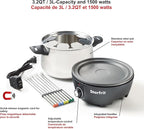 Starfrit Electric Fondue 12PC Set - 3L - Quick Release Magnetic Cord - 1500W - Perfect for Cheese & Chocolate