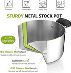 5 Quart 3-Ply Cooking Stock Pot with Lid, P&P CHEF Stainless Steel Large Pot for Pasta Soup, Work on Multi Stove, Heavy Duty & Dishwasher Safe, Dual Heat-resistant Handles & Visible Lid