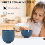 Wheat Straw Bowl 10 OZ - 5 Inch, Unbreakable Small Bowls Set of 8, Dessert Bowl for Kitchen, Camping, Party, Microwave and Dishwasher Safe Mini Bowls for Appetizer, Yogurt (Blue)