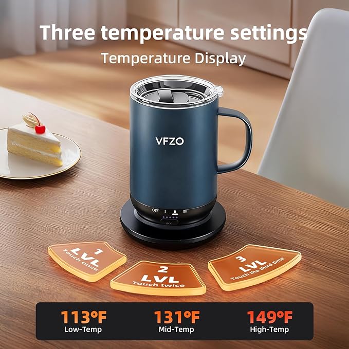 Self Heating Coffee Mug,High-Capacity- 18 oz, 180 Min Battery Life, Smart Heated Coffee Mug，Smart Mug, Simple Temperature Control Operation, Gifts for Family Members (Navy Blue)