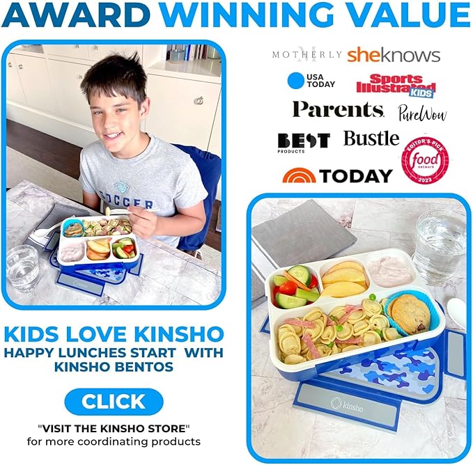 Camo Lunch Box for Boys, Bento-Box with Insulated Bag Ice Pack and Accessories, Set for Kids, Insulated Thermal Bag for School, Container Boxes for Big Kid Tween Adult Lunches, Blue Black Camouflage