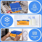 Bento Box for Kids - Leak-Proof Lunch Box with Insulated Thermos Food Jar - 4 Compartments, 1 Removable Divider, 1Spoon, 1 Fork - Dishwasher Safe, BPA-Free (Blue)