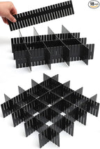 18Pcs Drawer Dividers, Adjustable Drawer Organizer for Socks, Underwear, Makeup, Can Help Tidy Kitchen, Bedroom, Dresser Black