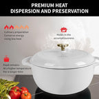 5.5 Quart Enameled Cast Iron Dutch Oven with Lid – Heavy-Duty Cookware for Bread, Braising, and Stews – Dual Handles, Oven Safe to 500°F – Ideal for Stovetop & Oven Cooking (White, 5.5QT)