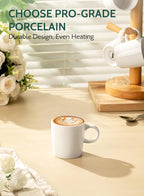 Sweese 3.5oz Porcelain Espresso Cups Set of 4, Mini Coffee Mugs Demitasse Cups - White