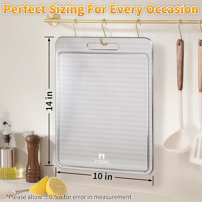 100% Pure Titanium Cutting Board with Groove, Scratch Resistant Chopping Board with Non-slip Pad for Kitchen, Titanium Cutting Boards for Vegetables and Meat, Dishwasher safe