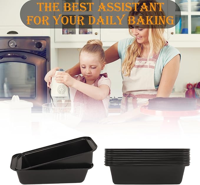 Small Mini Loaf Pans Nonstick Bread Pans Set, 12-Pack, 10x5.1x2.5 in, Thick Carbon Steel, Oven & Air Fryer Safe, Cute Baking Tins, Easy-to-Clean, Durable Bakeware for Mini Bread & Cakes (Black)
