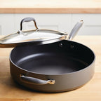 Anolon Advanced Home Hard Anodized Nonstick Sauté Pan with Helper Handle and Lid, 5 Quart - Moonstone