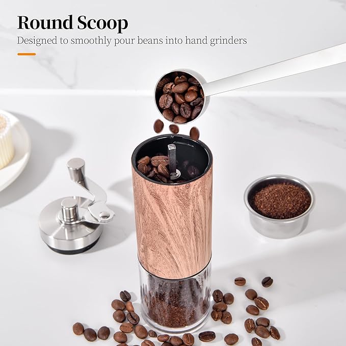 Long Handle Coffee Scoop: 8.3 Inch 18/8 Stainless Steel 1 Tablespoon Metal Measuring Spoon Tbsp Scoop for Coffee Beans, Grounds Coffee, Coffee Powder, Tea, Tall Jars (1Tbsp/15ml)