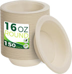 Paper Bowls 16 oz [150-Pack], Heavy Duty Disposable Bowls Perfect for Hot Soup and Milk Cereals, 100% Compostable and Eco-Friendly Made from Bagasse