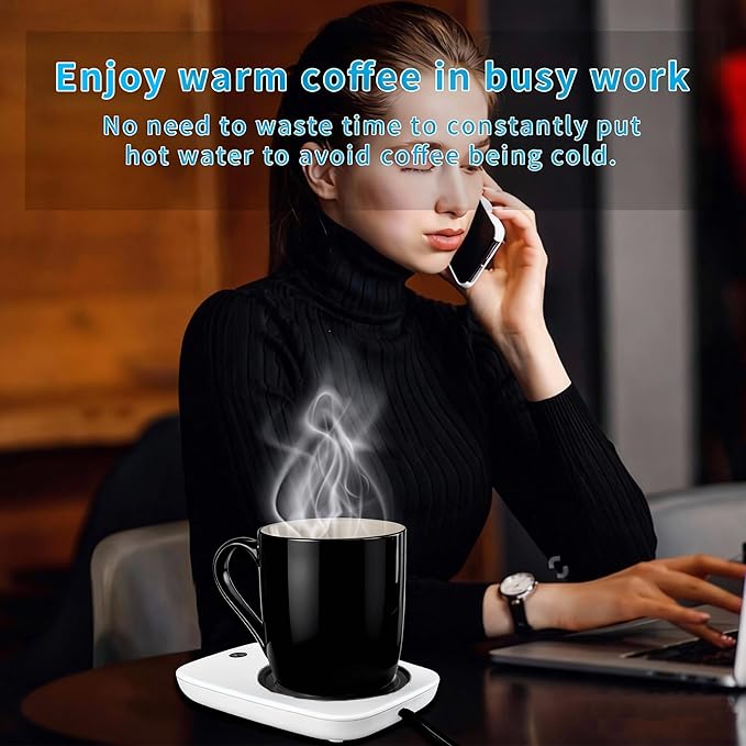Misby Coffee Mug Warmer, Mug Warmer for Desk Use with Auto Shut Off, Gravity-Induction Coffee Warmer for Coffee Lovers Christmas/Birthday Gift Keep Beverages Coffee Cup Warmer (White)