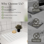 Hopegiver Stone Drying Mat for Kitchen Counter, 23.62"x15.35" Collapsible Quick Dry Dish Drying Mat, Super Absorbent Diatomaceous Earth Mat for Dishes Bottles Cups Bathroom, White with Sanding Block