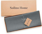 Solino Home Linen Table Runner 108 Inches Long - 100% Pure Linen Dark Grey Dining Table Runner 14 x 108 Inch for Fall, Autumn, Halloween - Fete