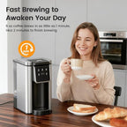 Single Serve Coffee Maker for K-Cup Pod and Grounds, Hot and Iced Coffee Maker, Strong Button Feature, 6 to 14oz Brew Sizes, 50oz Removable Reservoir, Up to 6.5 Inch Cup, Stainless Steel, Black