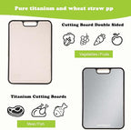 Titanium Cutting Boards for Kitchen, Cutting Board Double Sided Food Grade, Pure Titanium and Wheat Straw PP, Dishwasher Safe Easy to Clean Large Size 16”×11”