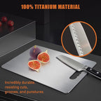 Titanium Cutting Board,100% Pure Titanium Cutting Boards for Kitchen, Double-sided Food Grade Cutting Boards Non Toxic, Chopping Board Dishwasher Safe for Cutting Meat Vegetable Fruit(18L*12W)