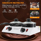 WICHEMI Chocolate Melting Pot Chocolate Warmer Chocolate Melter Chocolate Tempering Machine Pot for Home, Commercial Electric Melting for Chocolate, Butter, Cheese, Cream, Candy, Milk (Double Pots)