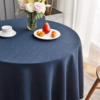 maxmill Round Jacquard Tablecloths Swirl Pattern Spillproof Wrinkle Free Heavy Weight Soft Table Cloth for Circular Table Cover of Buffet Banquet Parties Holiday Dinner Round 90 Inch Navy Blue