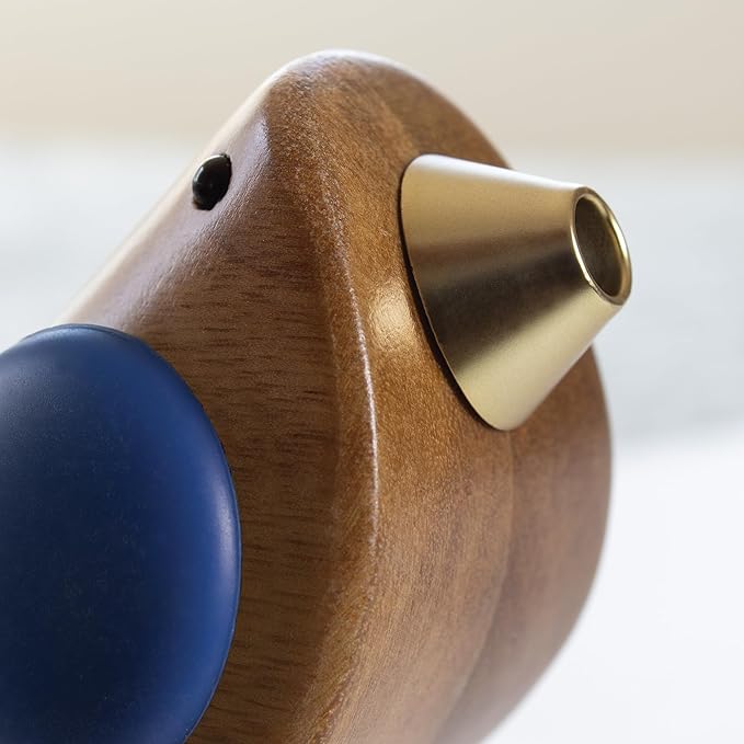 Wine Bottle Pourer, Fun Wine Pourer Spout Sings While It Pours, Airtight Wine Bottle Sealer, Acacia Wood with Blue Wings