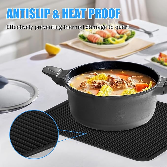Silicone Trivet Mat Extra Large Heat Resistant Non-Slip Pot Holder Multi Purpose Kitchen Hot Pad for Hot Dish Mat Utensil Drying Rack 14.2"×11 "