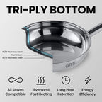 Stainless Steel Frying Pan 12 Inch - Tri Ply Stainless Steel Skillet Healthy Non Toxic Cookware - Fry Pans for Induction Gas Electric Ceramic Stove & Oven Safe (12 Inch)