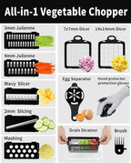 12 in 1 Vegetable Chopper Spiralizer Mandoline Slicer, Dicer Shredder Julienne Food Veggie Onion Chopper Cheese Grater with Container Salad Cutter Multi All-in-1 Kitchen Gadgets & Home Essentials