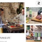 Electric Salt and Pepper Grinder Set with LED Power Display,Larger Capacity Salt and Pepper Shakers Set Rechargeable Electric with Flexible Coarsenes,LED Light,One Hand Operation for Kitchen(Green)