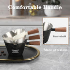 Mongdio Espresso Measuring Cup, Stainless Steel Espresso Shot Cups with Wooden Handle and Double Spouts, 6.8OZ/200ML, Black