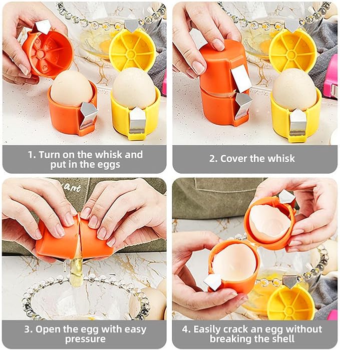 Egg Shell Opener Egg Separator for Raw Eggs,Hard Boiled Egg Peeler Egg Cube Egg Separator,Quickly Cutting Off Cooked Eggs,Stainless Steel Eggshell Breaker Egg Shell Cutter Kitchen Gadgets (3 PCS)