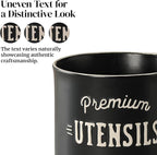DOWAN 7.2″ Extra Large Utensil Holder, Farmhouse Utensil Holder for Kitchen Counter, Ceramic Utensil Crock with Protection Cork Mat, Utensil Storage for Kitchen Decor & Housewarming Gift, Matte Black