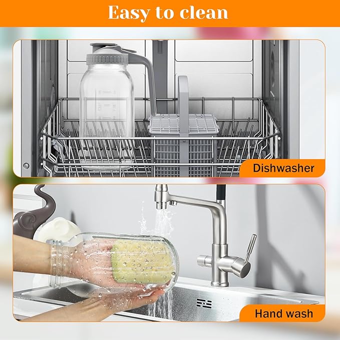 2 Pack Glass Pitchers with Lid, 64 oz Sun Tea Pitcher, Half Gallon Mason Jar Pitcher with Wide Mouth Airtight Lid for Ice Tea, Cold Brew Coffee, Fridge Water, Milk, Juices, Leak Proof Water Jug