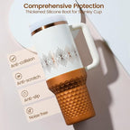 Metallic Glitter Boot for Stanley, Tall Silicone Protector Sleeve Accessories for Stanley Quencher H2.0 FlowState Tumbler 20oz/30oz/Stanley Adventure Quencher Tumbler 24oz (Bronze)