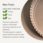 Nonstick 9 Inch Tart Pan with Removable Bottom | PFOA & BPA Free Non Toxic Fluted Pie & Quiche Tin | Best Perforated Non Stick Nontoxic 9in Molds with Holes for Baking