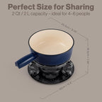 Swissmar Lugano Cast Iron Cheese Fondue Set, 9-Piece, 2 QT / 2 L - Ideal for Melting Cheese, Chocolates, Caramel, & More - Perfect for Kitchen Collection & Gift Giving - Deep Blue
