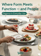 Sweese 10 Inch Porcelain Dinner Plates, White, Set of 6 - Microwave, Oven, Dishwasher Safe, Scratch-Resistant