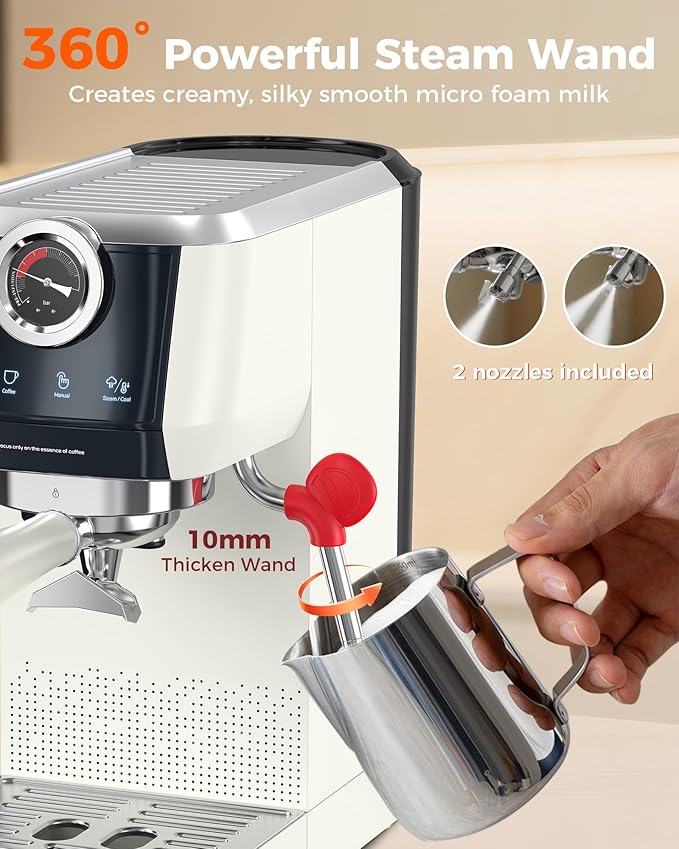 Tuni E2 58mm Espresso Machine - Dual Boiler (Immediate Milk Frothing) | PID NTC Temp Control | 20 Bar ULKA Pump | Stainless Steel Semi-Automatic Coffee Maker | Gift for Coffee Lovers