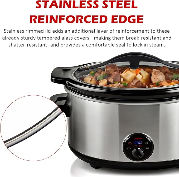 SCVP609-KLS Oval Glass Crock Pot Lid Compatible with Rival and Hamilton Beach Black Decker 6-Quart Crock Pot & Slow Cooker