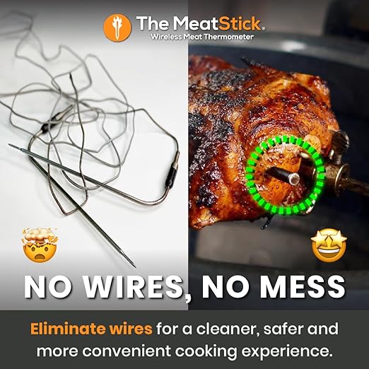 MeatStick - Wireless Meat Thermometer for Grilling and Smoking, Smart Meat Thermometer, Wireless Grill Thermometer, Wireless Meat Probe for Smoker, BBQ, Air Fryer, Deep Frying, Oven, Sous Vide