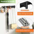 Wall Mounted Coat Rack-3 Hooks, Heavy Duty Stainless Steel Hook Rail for Towel Coat Hat Purse Bag Jacket, Towel Hooks for Entryway Bathroom Kitchen (Black 3 Hooks - 1 Pack)