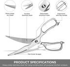 Sunnecko Kitchen Scissors for Food, Heavy Duty Scissors All Purpose Kitchen Shears That Come Apart, 9 Inch Fully Forged Stainless Steel with Curved Blades