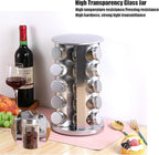 Spice Rack, Spice Rack Organizers for Countertop, Rotating Countertop Spice Rack, Revolving Spice Rack for Kitchen, Kitchen Gadgets, Organizer Rack with Spice Jars (Silver, RoundHead_16Jars)