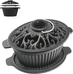 Wood Stove Steamer, Cast Iron Humidifier for Wood Stove, Cast Iron Steamer Pot, Trivet, Lattice Top, Pre-Seasoned, Fireplace Humidifier Cookware Set, All Seasons Cookware Set.