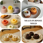 2PCS Mini Bundt Cake Silicone Pans, 6-Cavity Fluted Tube Cake Mold, Nonstick Baking Mold for Cupcake, Donut, Jelly, Brownie