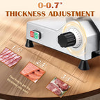 CGOLDENWALL Commercial Meat Slicer Machine, 240W 0-0.7" Adjustable Thickness Electric Deli Meat Cheese Food Slicer, 10" Semi-Auto Frozen Meat Slicer for Home, Copper Motor Low Noise Durable